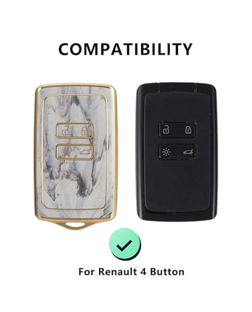 Keycare TPU Key Cover For Renault : Kiger Triber Smart Card | TP46 | Marble